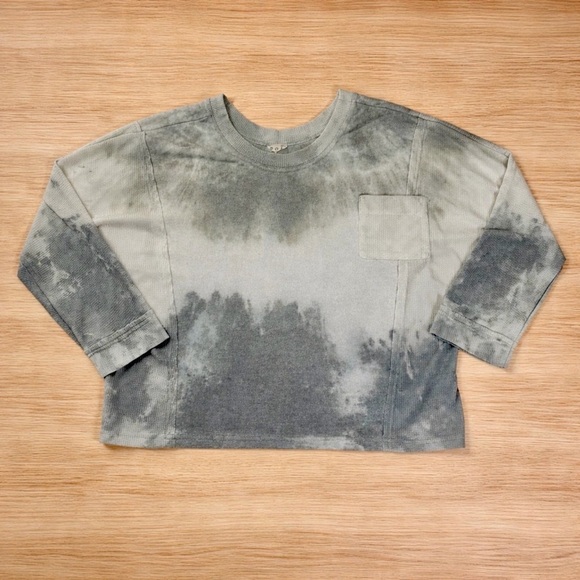 🌿POL Women's Light Green Waffle Knit Dolman Sleeve Top - Picture 2 of 6